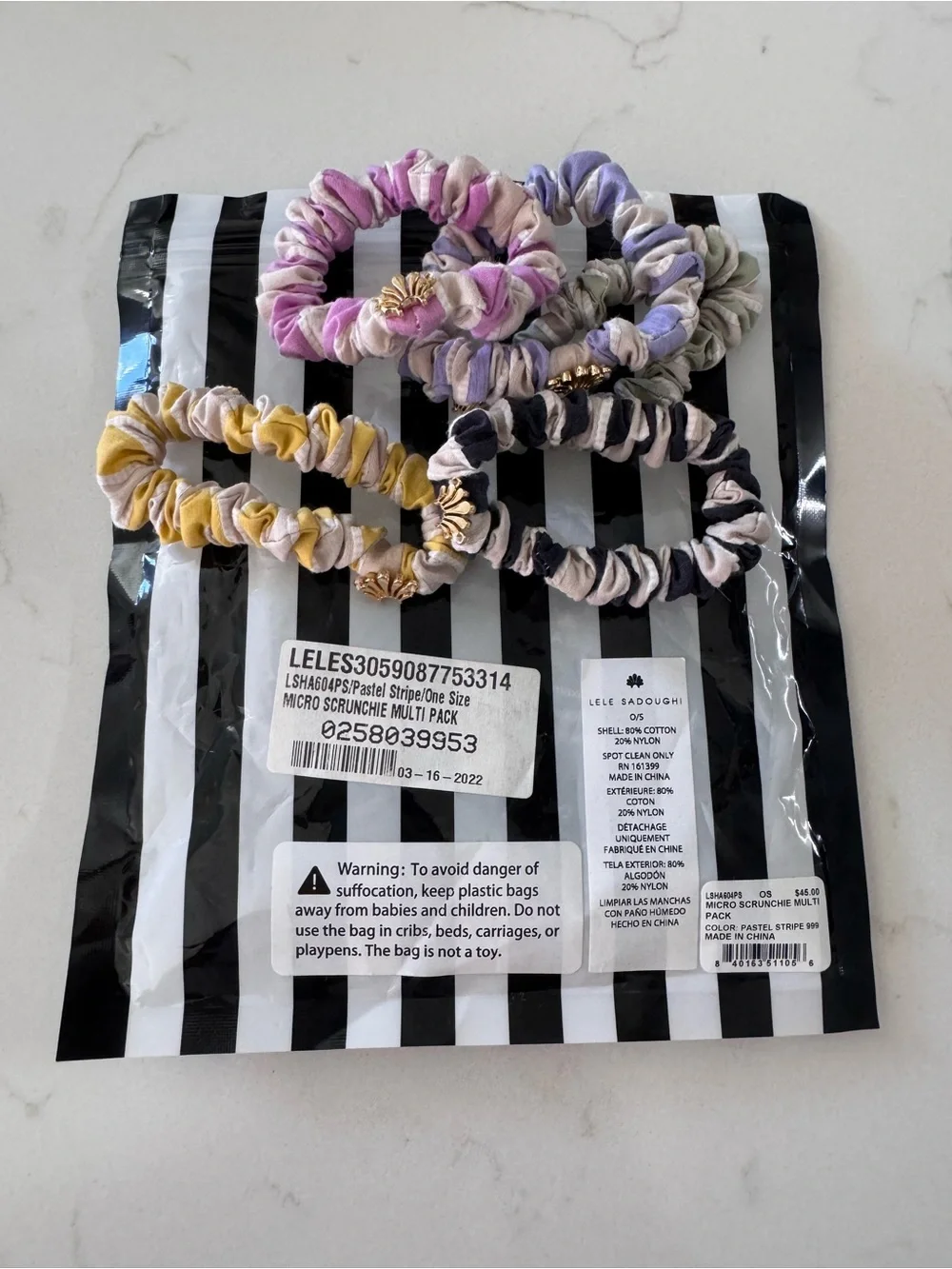 Lele Sadoughi Multicolor Micro Scrunchie Pack Set of 5